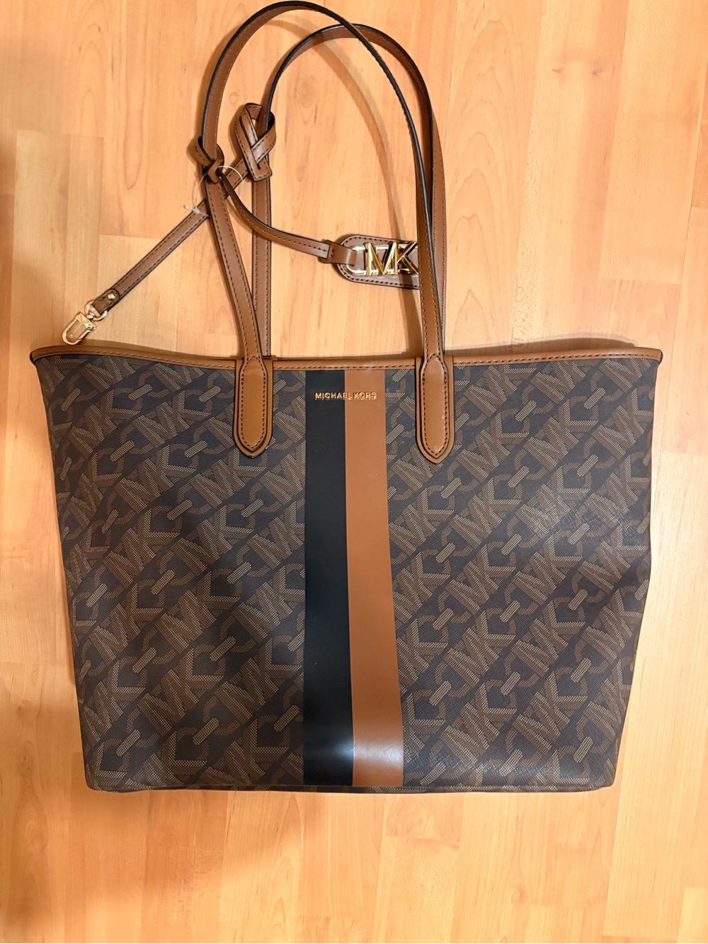 NWT Michael Kors Eliza Large East West Open Tote Bag - Brown/ Luggage